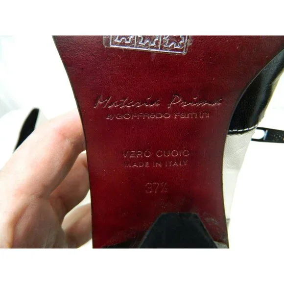 Vtg Goffredo Fantini Boots Sz 7 Black White Leather Ankle Boots Floral Appliqué - Picture 13 of 16